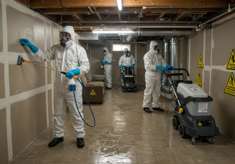 Basement Moisture Removal and Structural Drying process in Danbury, NC